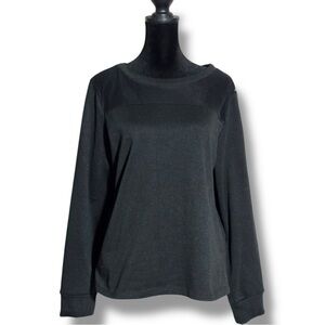Unbranded Black Long Sleeve Crew Neck Lightweight Mesh and Knit Sweatshirt Top